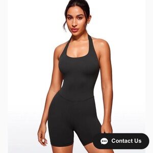 CRZ YOGA Black Halter Neck Bodysuit